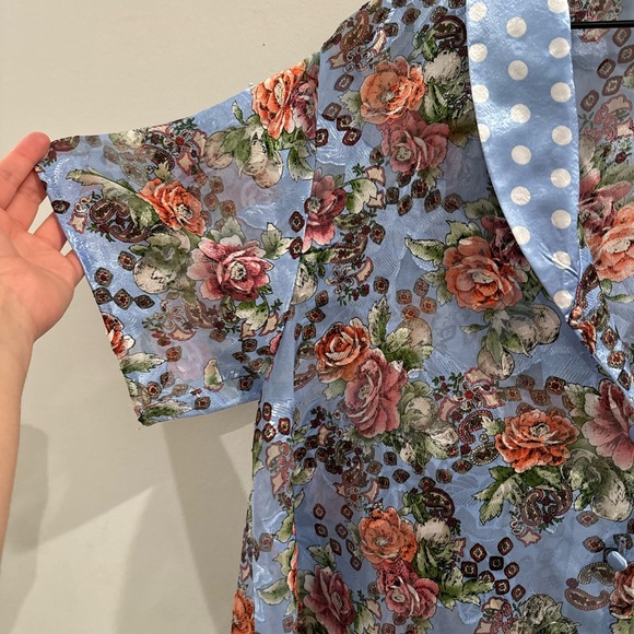 VINTAGE Y2K VICTORIAS SECRET GOLD LABEL BLUE FLORAL POLKA DOT 2 PIECE SET SIZE M - Picture 5 of 9